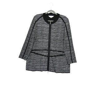 Exclusively Misook Woman Black Silver Stripe Zip Jacket Cardigan Acrylic Size 2X